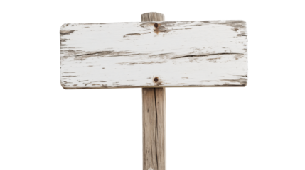 Elegant White Wooden Sign Post on Transparent Background for Graphic Design Projects