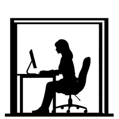 Employee silhouette working at desk in quiet space, neurodiversity concept