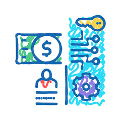 electronic money security icon doodle illustration