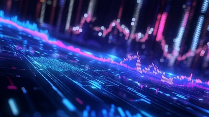 Obraz premium Abstract Financial Chart Glowing with Modern Technology and Data Analysis