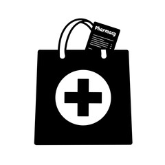 Obraz premium Pharmacy bag with medical cross and receipt, health concept