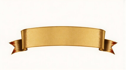Curled golden ribbon banner with gold border - straight and wavy ends