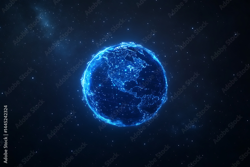 Canvas Prints planet earth in space , binary code technology , glowing sphere on black background