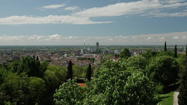 Brescia, Lombardy, Italy - April 24, 2025 - Views of the medieval castle