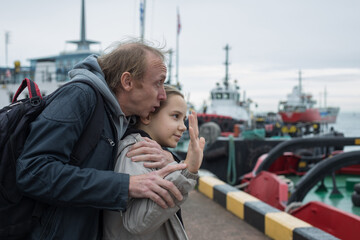 Obraz premium Happy family together. Young girl daughter and her father portrait