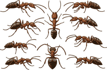 Insect Insects ant ants emmet pismire banner Vector, vector set silhouette
