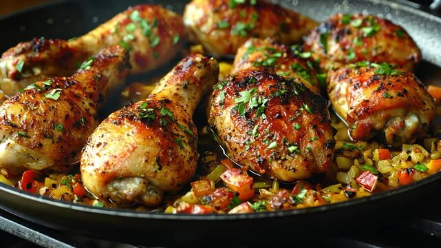 Delicious Roasted Chicken Drumsticks with Saut?ed Vegetables