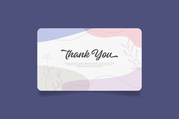 thank you card template with floral lines, abstract shapes, geometric circle elements design vector.
