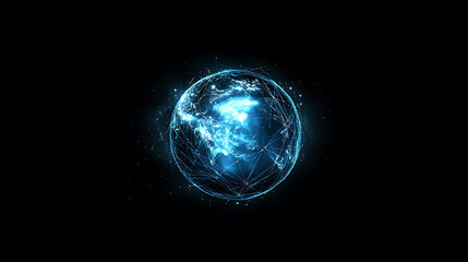planet earth in space , binary code technology , glowing sphere on black background	