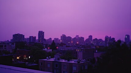 Fototapeta premium Purple City Sunset Urban Skyline at Dusk.