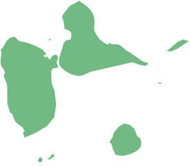 Vector map of Guadeloupe with clearly defined island borders and country outline. Green color scheme with white contours. Perfect for educational, infographic, and professional use.
