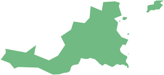 Vector map of Saint Martin with clearly defined island borders and country outline. Green color scheme with white contours. Perfect for educational, infographic, and professional use.