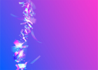Birthday Ribbon. Surprise Flag. Carnival Confetti. Art Christmas Serpentine. Abstract Banner. Foil Gradient. Pink Laser Glitter. Hologram Effect. Purple Birthday Ribbon