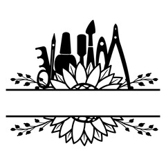 Makeup Tools and Sunflower Split Monogram Design