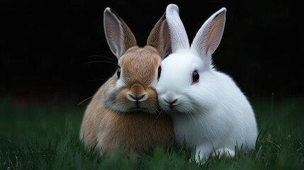 Obraz premium Two rabbits in grass