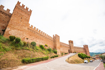 View of the castle in the historic town of Gradara in Italy. Tourist destination in Italy.
