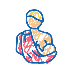mother feeding newborn baby icon doodle illustration