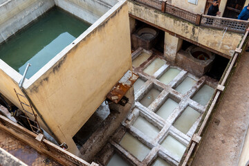 the leather tannery in Fes, Morocco 