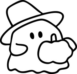 Cartoon Elements Ghost Cloak Autumn Halloween Illustration Cute picture Hand-painted