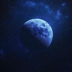 Obraz premium A stunning view of a blue planet illuminated by distant stars, showcasing the beauty of space with a dark cosmic background and hints of celestial phenomena