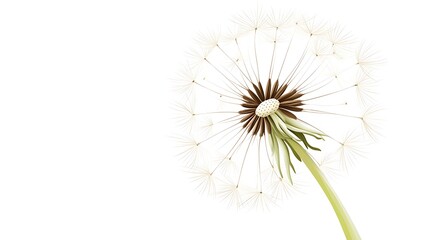Dandelion seed head detail against white background