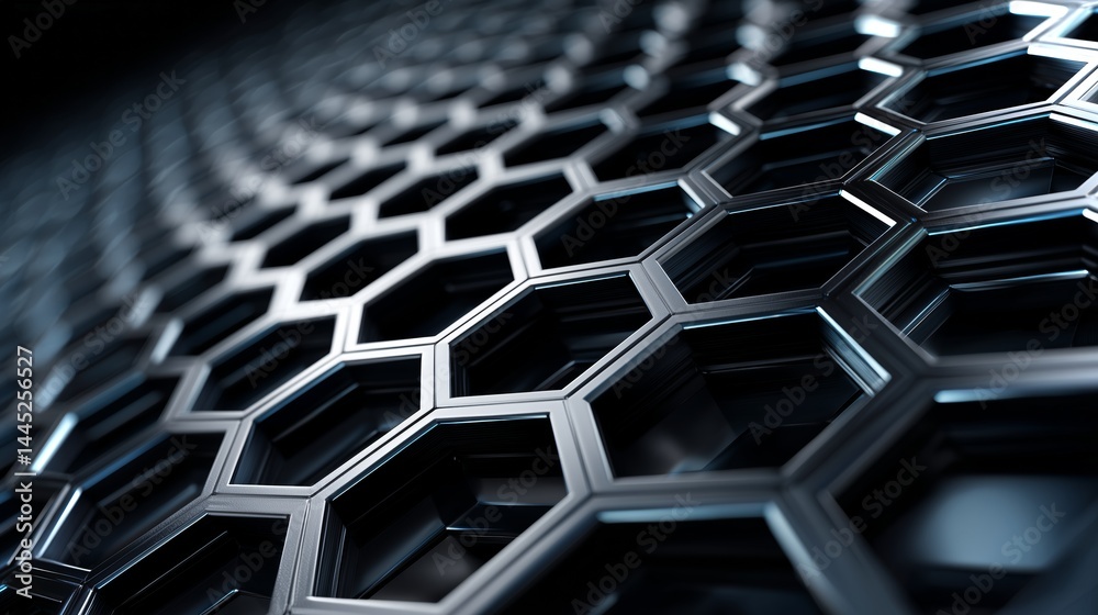 Poster Intricate hexagonal pattern creating a modern textured backdrop for eco-focused design concepts