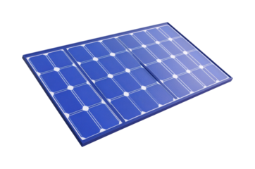 Monocrystalline solar panel with blue cells and grid pattern