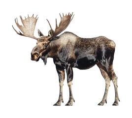 Majestic moose with large antlers standing