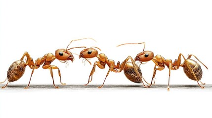 Fototapeta premium Ant walking in single file, isolated