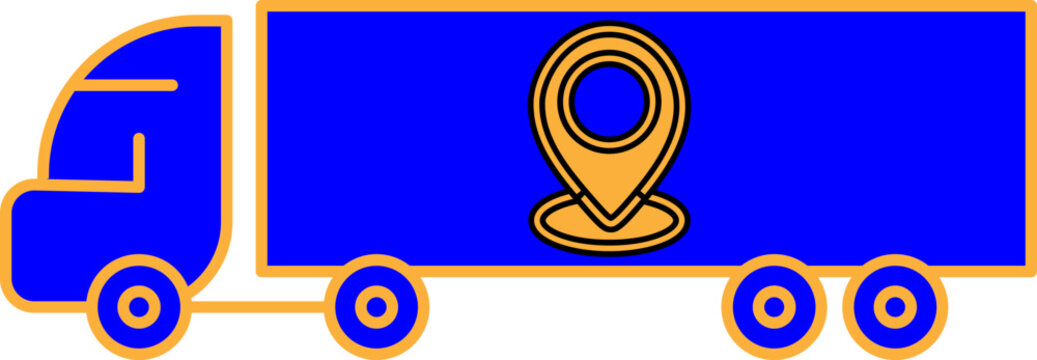 Logistics delivery truck icon with location pin symbol for shipment tracking and transport apps – transparent background