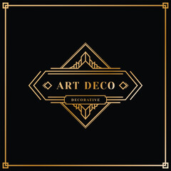 Golden Art Deco graphic Illustration Vector