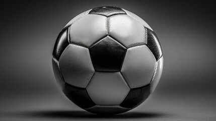 Naklejka premium Black and white soccer ball centered on white canvas