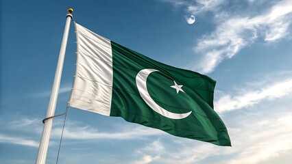 Pakistan flag on blue sky