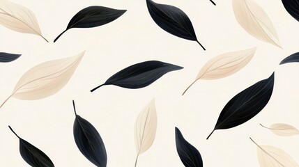 Elegant Leaf Patterns Nature Background Textile Design Minimalist Style Aesthetic Appeal Organic Shapes