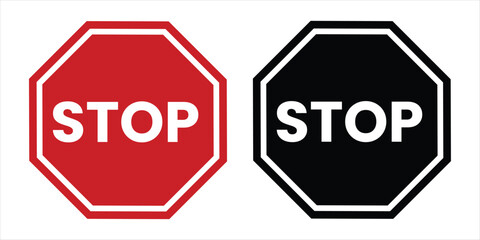 stop sign icon silhouette vector on white background.