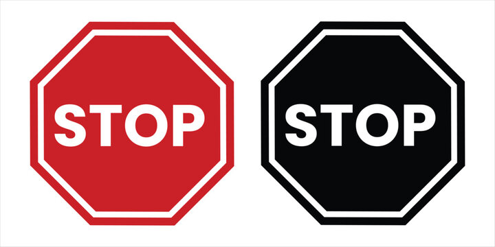 stop sign icon silhouette vector on white background.
