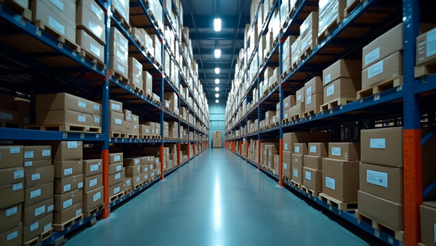 Warehouse operators adjusting inventory distribution plans in response to supply chain reaction signals triggered by shipping delays port congestion and market volatility in  Photo Stock  Concept  and