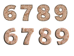 zebra print 6, 7, 8, 9 Number letter text font  