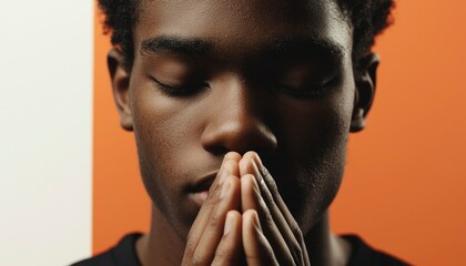 Youth in prayerful pose