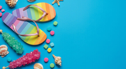 flip flops on the beach, beauty, celebration, holiday, shells, 