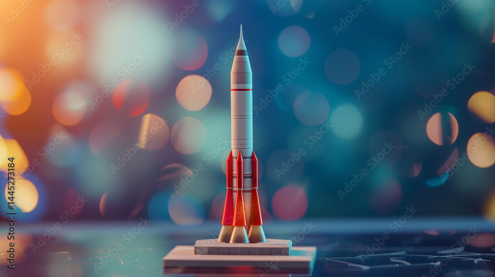 Poster This detailed model of a rocket is displayed, highlighting engineering concepts for learning.