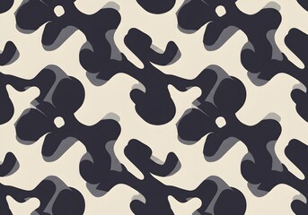 Abstract organic shapes pattern design, seamless background, dark blobs, modern graphic art, creative digital art, retro design, textile.