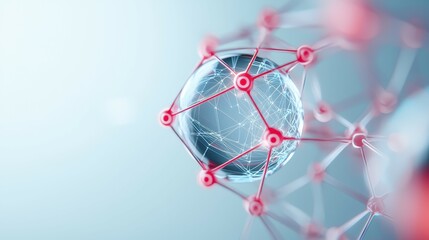 Abstract representation of interconnected nodes and a globe, showcasing a digital network.