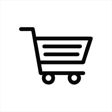 recommend clip art: Minimalist Shopping Cart Icon – Black Outline Vector with Clean Lines