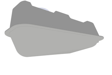 Fototapeta premium Vector 3D Line Art cartoon Solid flat color Technical illustration design Minimalist Simplified 2D Clean of an Classic 100cc Motorcycle Fuel Tank Curved Metal Gas Tank for Underbone or Cub Style Motor