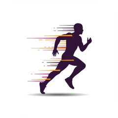 Silhouette of runner isolated on white background