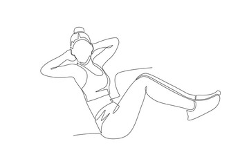 Woman sit up concept one-line drawing