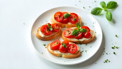 Traditional spanish Bruschettaon white background