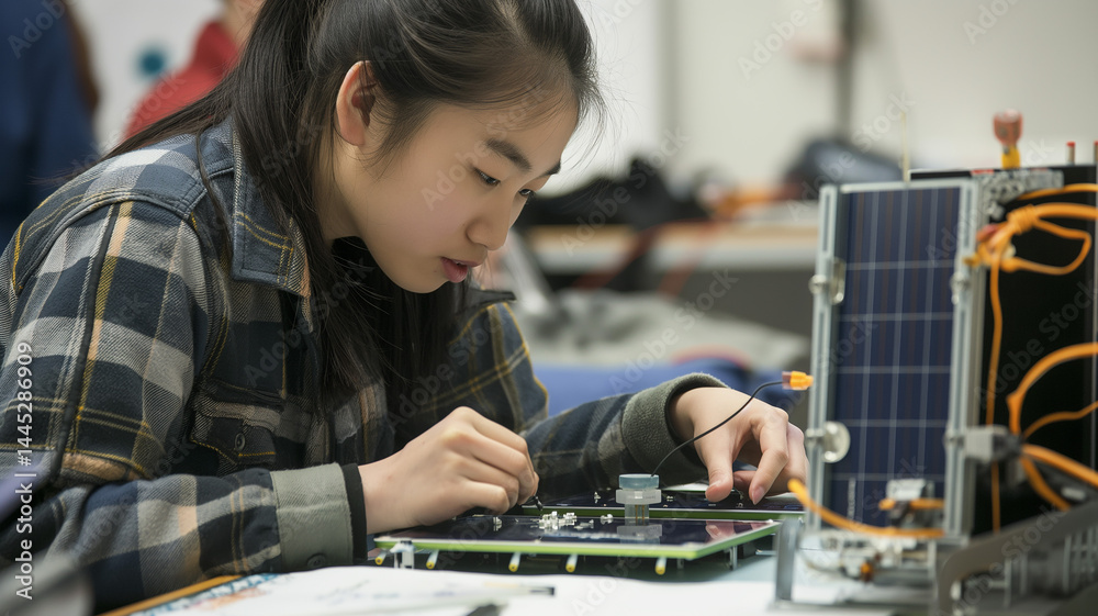 Aufkleber This dedicated learner excels in an engineering and circuit design project during class.