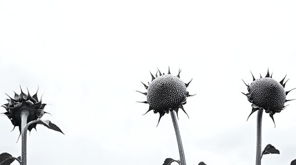 Obraz premium Dried sunflowers monochrome